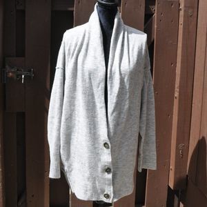 Free People M Heather Gray Oversize Button Down Cardigan Sweater LIKE NEW!!